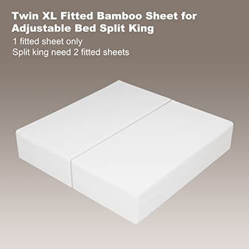 Fitted Sheet 1 Pack TwinXL Size Only Viscose Derived from Bamboo,400 Thread Count 16" Deep Pocket,Bottom Sheet Soft & Silky & Breathable(1Pack, White, TwinXL) 9