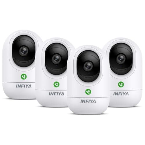 INFIYA 360 Cameras for Home Security-Indoor Camera Monitoring Baby/Nanny with 2K High Resolution & One-Tap Call, 24-7 Local Storage, Compatible with Alexa/Google Home, K7 4Pack (2.4GHz Wi-Fi Only)