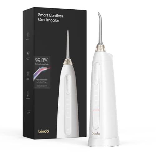 bixdo Cordless Water Dental Flosser for Teeth - 5 Modes with GUMCARE, Portable Travel Oral Irrigator for Teeth Cleaning Flossing and Gum Massage, 60 Days Long Battery Life and 360° Magnetic Nozzle