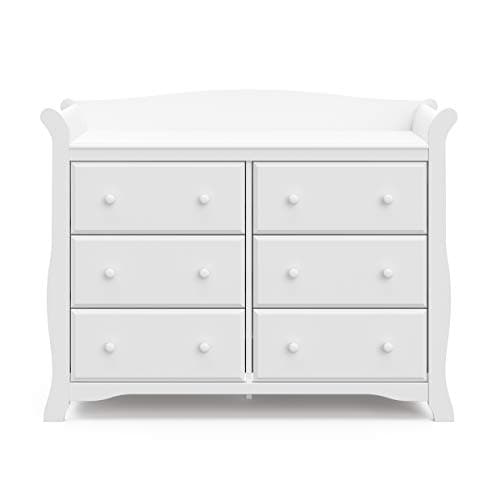 Storkcraft Avalon 6 Drawer Double Dresser (White) – Dresser for Kids Bedroom, Nursery Dresser Organizer, Chest of Drawers for Bedroom with 6 Drawers, Classic Design for Children’s Bedroom 8