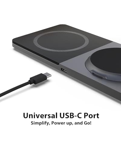 Wireless Charging Station for iPhone & AirPods: Foldable Charger Stand with MagSafe, 2-in-1 Magnetic Charger Stand for iPhone 12-15 & iPhone 16 & AirPods (No AC Adapter) 5