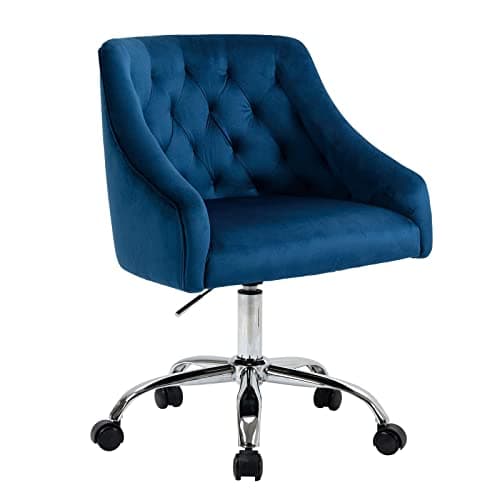 ATTICA Home Office Desk Chair Modern Velvet Office Computer Chair Height Adjustable Mid-Back Task Chair (Navy Blue)