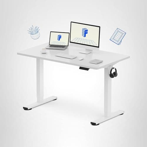 FLEXISPOT EN1 One-Piece Standing Desk, 48"x24" Seamless Desktop Electric Height Adjustable Desk for Home Office, Multi-Monitor Setups & Easy Assembly, White 11