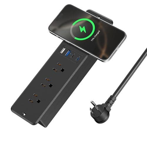 8 in 1 Recessed Power Strip with 15W Wireless Charger, 20W Fast Charging Furniture Outlet, Plug in 3 AC Outlets & 4 USB Ports Flush Mount, 6FT Cord