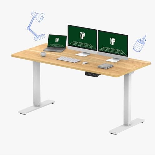 FLEXISPOT 71x32 Inch Large Dual Motor Electric Standing Desk, Maple - Computer Desk with Memory Controller, Home Office Desk with Splice Board