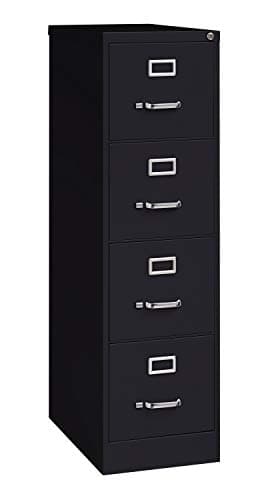 Office Dimensions Commercial 4 Drawer Letter Width Vertical File Cabinet, 25" Deep - Black