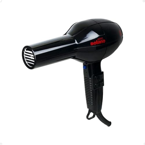 Solano Vero Ceramic Ionic Hair Dryer - Anti-Frizz + Smoothness + Shine - 1600W High Performance Ceramic Blow Dryer - Lightweight Speed Hair Dryer - Italian-Made