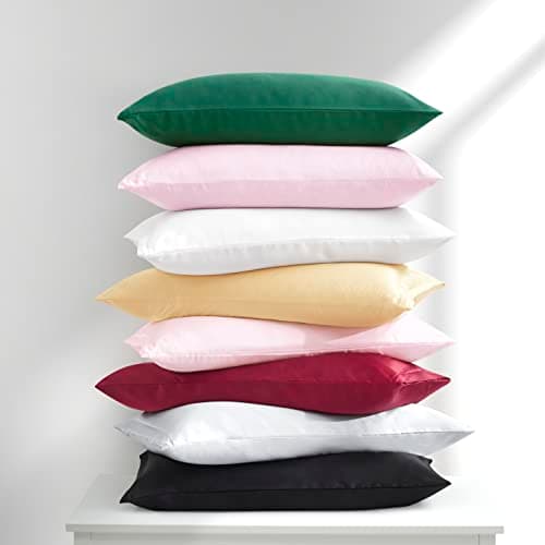 HommxJF Light Blue Satin Pillowcases with Zipper （20x26）,Standard Size Pillowcases Set of 2, Light Blue Silk Pillowcase for Hair and Skin 7