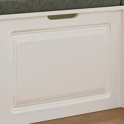 TAMUNE L Shape Storage Bench, Kitchen Breakfast Nook Bench, Backless Corner Bench Nook with Storage, Shoe Benches with Cushion for Entryway Cloakroom, White and Grey, 63”D x 63”W x 18.3”H 8