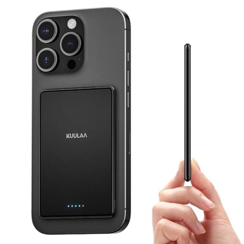 Kuulaa Power Bank Ultra Slim, 0.28 in MagSafe PowerBank 5000 mAh, PD20W Small Power Bank, Magnetic Wireless External Mobile Phone Batteries for iPhone 16 Pro/15/14/13/12 Series (Black)