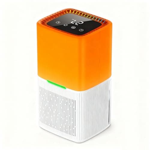 Dehumidifier for Home, 60 OZ Capacity, Auto Shut-Off for Medium Rooms up to 500 Sq.Ft, Portable Quiet for Bedroom Bathroom Basement, 24H Timer & 7 Color Lights (Orange)