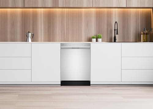 Sharp SDW6504MS Stainless Steel Dishwasher, 24-inch Pocket Handle, 52 dB, Hybrid Tub, 12 Place Settings, 5 Cycles, Heated Dry 16