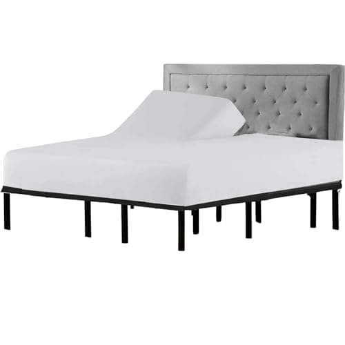 Split Top King Fitted Sheet for Adjustable Bed, 100% Giza Cotton, 34" Flex Head, 1 Pc (White)