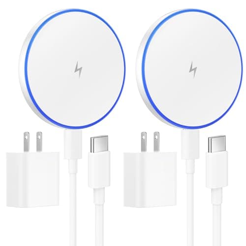 MagSafe Charger 2 Pack 15W Magnetic Wireless Charger Fast Charging Pad with 20W Adapter and 6FT Cables for iPhone 17/16/15/14/13/12 Series/AirPods 3/2/Pro Apple MagSafe Chargers for Travel/Office