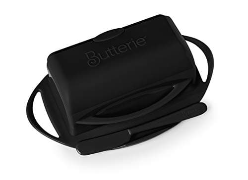 Butterie Flip Top Butter Dish with Attached Lid & Matching Knife - Holds 2 Sticks, Fits Kerrygold/European Butter - BPA Free & Dishwasher Safe - Black 4