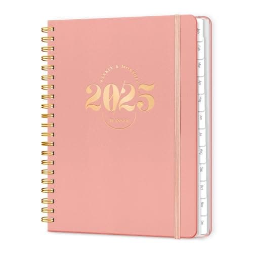 2025 Planner Daily and Monthly, PU Spiral Bound Weekly Calendar 12 Month Planner, 2025 Agenda Planner Organizers from Jan. to Dec., Hardcover Appointment Book 6.1" x 8.5" (Pink)