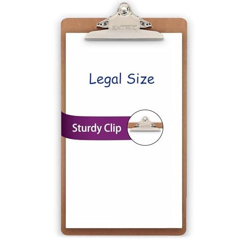 EXTRIC Legal Size Clipboard, 9" x 15.5" Large Clip Board with Sturdy Metal Clip, Heavy Duty, High Capacity Wooden Clipboard