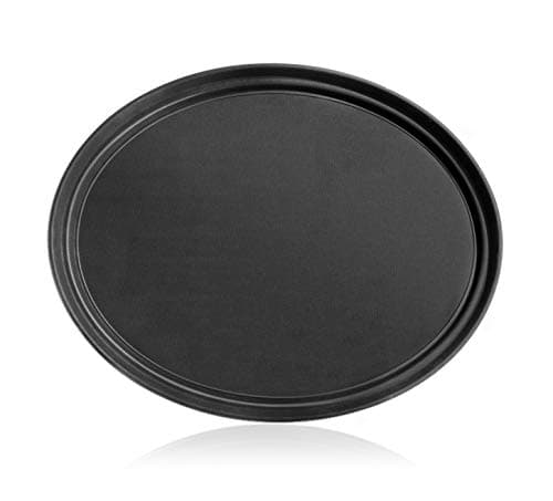 New Star Foodservice 25453 Non-Slip Tray, Plastic, Rubber Lined, Oval, 20.5 x 25.25-Inch, Black…