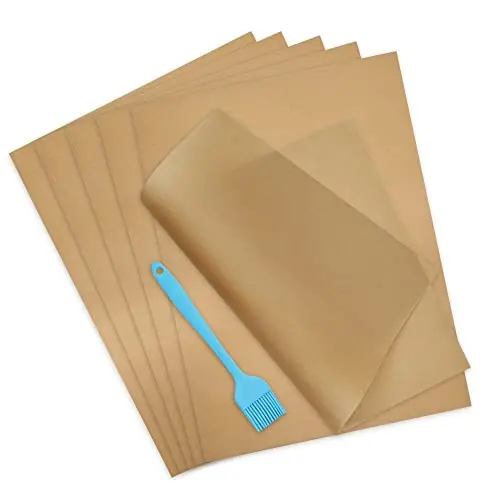 BieFuDan 6 Sheets Baking Mats Non Stick Reusable,Oil Brush,Baking Mat Sheet Baking Tray Liner Set 30 * 40cm, Professional Quality,Nontoxic CookingMat,Reusable Non Stick Oven Liner