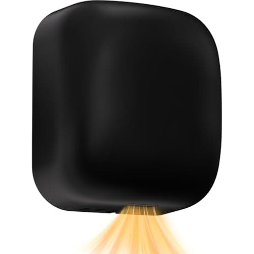SpaZeit Commercial Hand Dryer for Home Bathroom, 1400W Automatic High Speed Hand Dryer Machine Easy to Install Compact Hand Dryer with Auto-Infrared Sensor&Smart Temp Control for Home Hotel Black