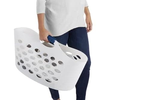 Rubbermaid 1.5 Bushel Capacity Durable Versatile Flex N Carry Portable Flexible Laundry Basket With Convenient Carrying Handles, White, Organization and Storage for Laundry/Garage/Home 5
