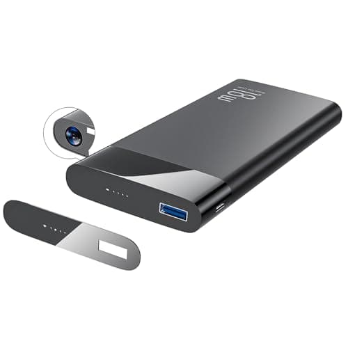 LIZVIE Power Bank Camera with 10000 mAh Wireless Slim Portable Mobile with 18W Fast Charger, Magnetic Flip Cover, 1080P WiFi Cameras for Home and Office Surveillance.