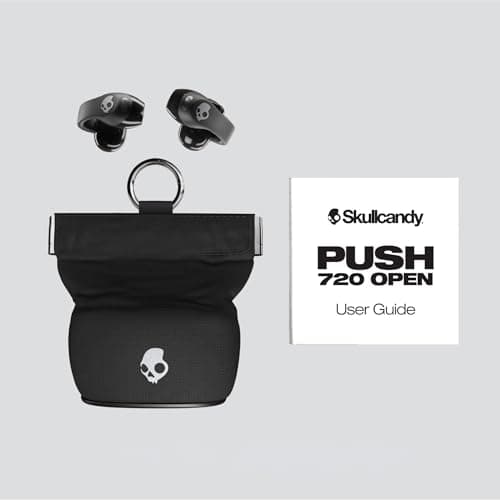 Skullcandy Push 720 Open Wireless Open Ear Bluetooth Earbuds, Headphones, Waterproof, Clip-On Lightweight Design, 30 Hours Battery, Wireless Charging Pouch, Microphone for iPhone Android - True Black 9