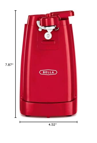bella Electric Can Opener and Knife Sharpener, Removable Cutting Lever, Cord Storage, Stainless Steel Blade, Red 8