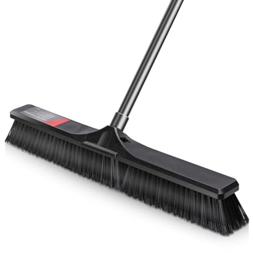 Push Broom Outdoor Heavy Duty,Masthome 24" Push Broom with Stiff Bristles,Heavy Duty Garden Broom,Outdoor Stiff Sweeping Broom for Garage Yard Patio Deck Concrete Wood Stone Floors Scrub and Cleaning