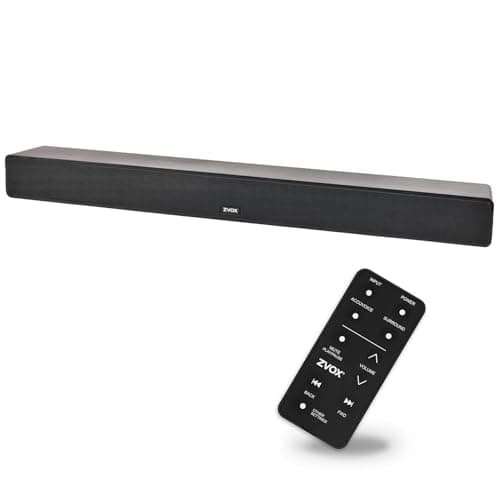 ZVOX Dialogue Clarifying Sound Bar - Patented Hearing Technology, 12 Levels of Voice Boost, Ultimate Low-Profile TV Speakers Soundbar with AccuVoice, Perfect for Home Theater & Smart TV - AV355 Black