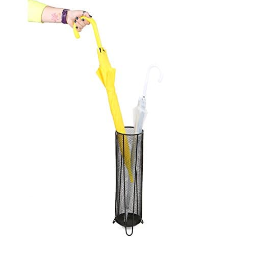 Mind Reader Umbrella Stand, Walking Cane Rack, Wrapping Paper Holder, Entryway, Metal Mesh, 5.5"L x 5.5"W x 20.5"H, Black 7