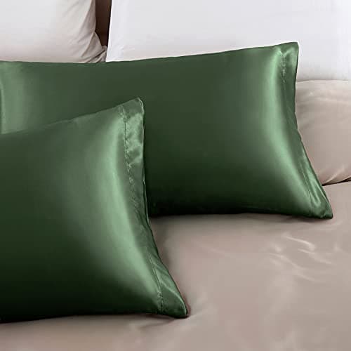 Aormenzy Satin Pillow Cases for Women Queen Size Set of 2, Woodland Green Satin Pillowcase for Hair with Envelope Closure Silky Pillow Covers Wrinkle, Fade Resistant (20x30 Inches) 5
