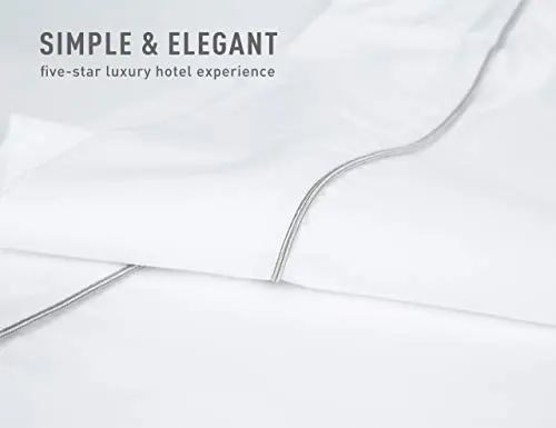 Sunflower Pillow Cases King Set of 2, 100% Cotton King Pillowcases, 20×40 inches with Silver Trim, Soft and Breathable, White 8