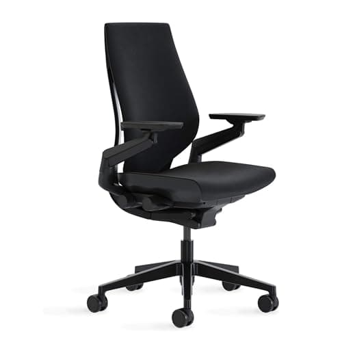 Steelcase Gesture Office Chair - Ergonomic Work Chair with Wheels for Carpet - Comfortable - Intuitive-to-Adjust for Desk - 360-Degree Arms - Licorice Fabric, Dark Frame