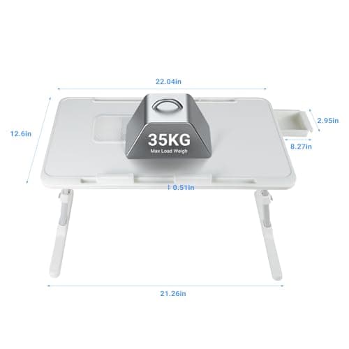 iXTRA Laptop Lap Desk with Cooling Fan - Adjustable with Light, USB, Storage Drawer - Folding Bed Desk,22.04"*12.59",White 5