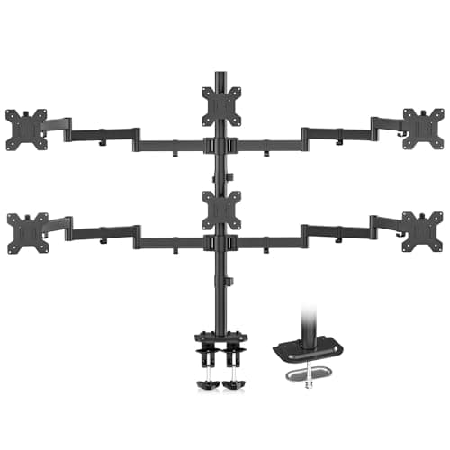 Suptek Hex LED LCD Monitor Stand up Desk Mount Extra Tall 31.5 inch Pole Heavy Duty Fully Adjustable Stand for 6 / Six Screens up to 27 inch (MD68126)