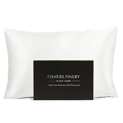 Fishers Finery 30mm 100% Pure Mulberry Silk Pillowcase, Quality Tested (White, Queen)