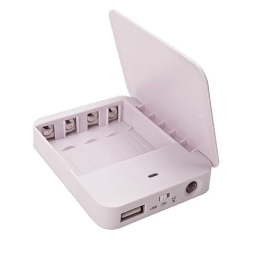 4AA Operated Battery Powered Phone Charger Holder, Battery Holder for Emergency Charging, Portable USB Charging Stand with 4 Battery Slots (Batteries Not Included)