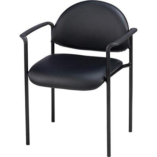 Lorell Reception Guest Chair, Black Vinyl