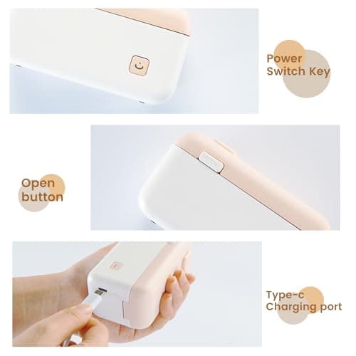 vretti Label Maker Machine with Tape - HP4 Portable Handheld Label Maker with Built-in Cutter, with a Roll of 14x40mm Tape, Bluetooth Label Printer for Personal Use, Compatible with iOS Android 5