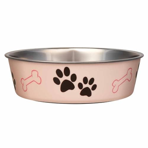 Loving Pets Bella Dog Bowls- Stainless Steel Dog & Cat Bowls - Spill Proof Dog Food Bowl, Cat Bowl, Puppy Essentials & Pet Supplies Great for Home & Travel (Medium 20-35 lbs, Paparazzi Pink)