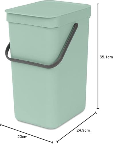 Brabantia Sort & Go Kitchen Recycling Bin | S / 3.2 Gal / 12L | Jade Green | Removable Stay-Open Lid, Carry Handle | Trash Can for Bottles, Cans, Paper, Glass | Wall-Mounting Bracket Included 6