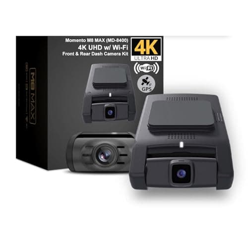 Momento M8 MAX 3-Ch 4K UHD w/Dual 5.0GHz Wi-Fi + GPS Front & Rear Dash Camera Kit (MD-8400) Includes 64GB MicroSD Card