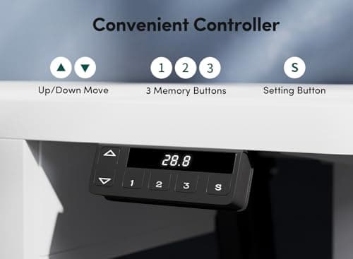 FEZIBO Standing Desk with Double Drawer, 55 x 24 Inches Adjustable Height Electric Stand up Desk, Ergonomic Workstation White Frame/White Top 7