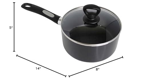 Mirro A7972484 Get A Grip Aluminum Nonstick 3-Quart Saucepan with Glass Lid Cover Cookware, Black 10