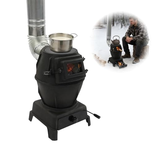 ZHISHUSAI - Thickened Cast Iron Heating Stove, Portable Cast Iron Wood Burning Camp Stove Indoor & Outdoor Heating with Smoke Pipe for Cabin, Tent, Villa, Camping, Cooking Stove,Emergency, Rural Use