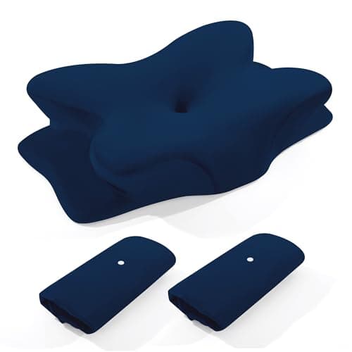 BALAPET 2 Pcs Velvet Cervical Neck Pillow Case, Soft Elasticity Pillowcase for Ergonomic Cervical Neck Pillow,Fuzzy Warm Flannel Pillow Cases with Zipper, Cover Only(Navy Blue)