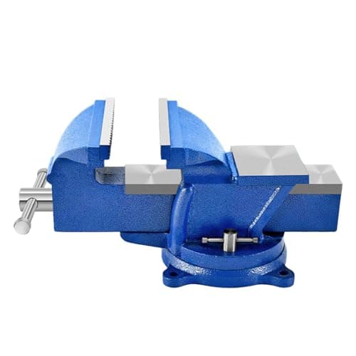 Bench Vise Heavy Duty 6-Inch, 360° Swivel Base with Anvil Clamp Cast Steel,Table Clamp Woodworking Vice,Multipurpose Workbenchw for Drilling, Pipe Cutting,Woodworking-Blue