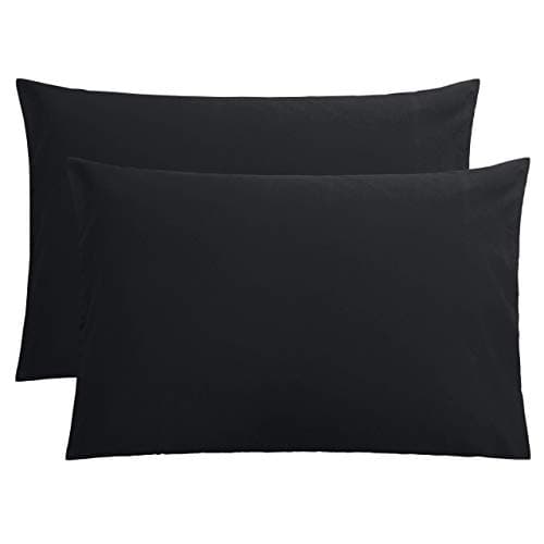 FLXXIE Pillow Cases Queen, Soft Microfiber Pillow Covers with Envelope Closure, Wrinkle Resistant Pillowcases, 2 Piece Set, 20x30, Black