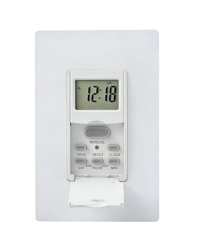 in Wall Digital Timer Light Switch, Indoor 7 Day Light Switch with Timer, 125V,15A Programmable Light Switch Timers for Lights, Fans, Motors, Neutral Wire Required, 7 ON/Off Settings,ETL Listed